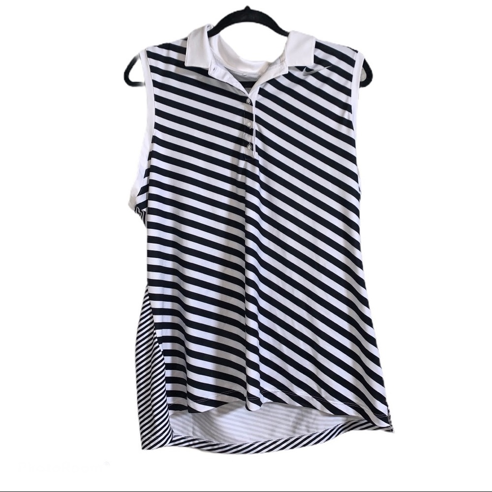 Nike Golf Black and White Stripped Polo Size XL